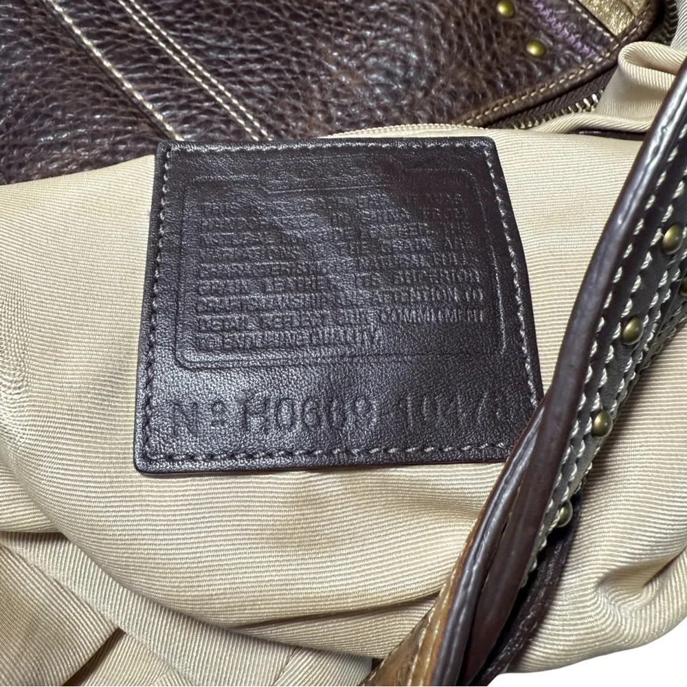 Coach Soho LRG Rivet Whipstitch Leather Hobo Bag Brown Boho Shoulder Purse 10478 - Picture 15 of 17